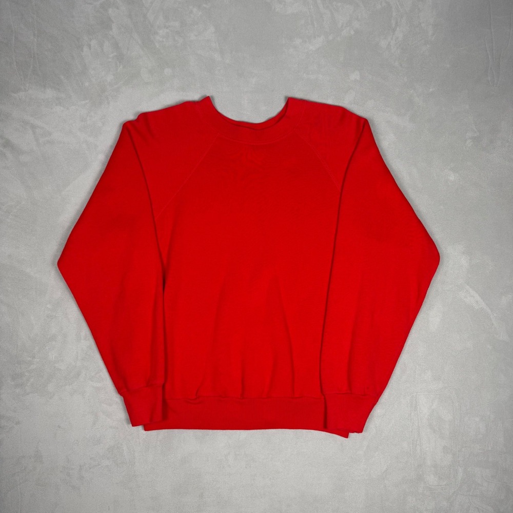 90s Mens Tultex Blank Raglan Sweatshirt Red Streetwear Basic Medium
